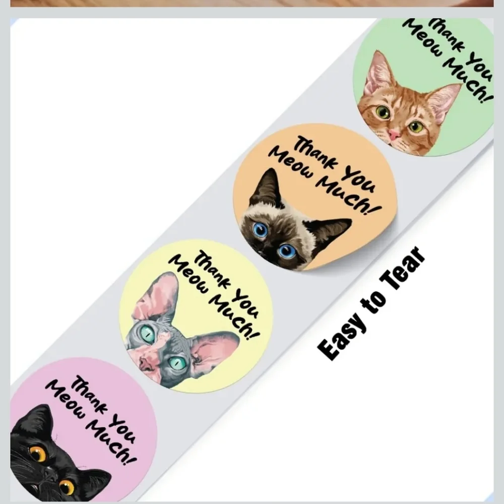 50 Cat Face Thank You stickers